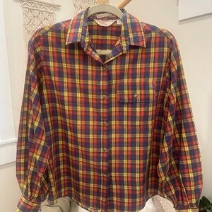 The Fox Collection Plaid Button-Front Shirt Women’s M